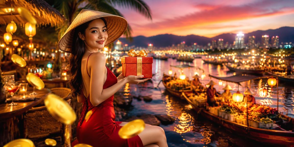Người dùng tại Nha Trang đăng ký nhận thưởng với nón lá truyền thống trong không khí sự kiện thể thao